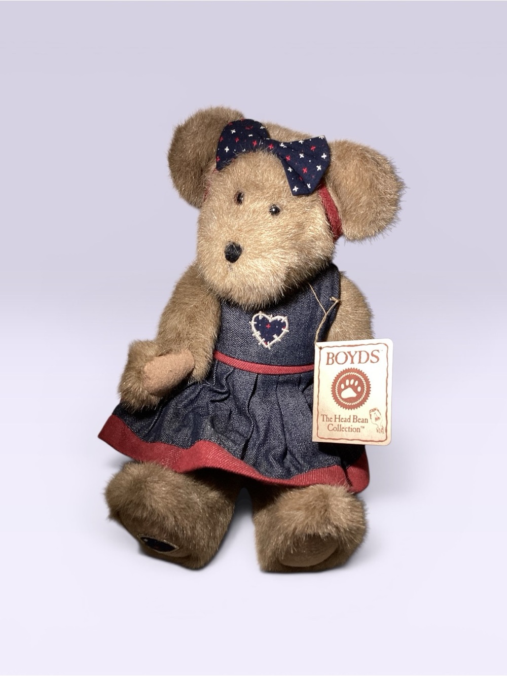 Boyds Bears Best Dressed Series Patricia P Bear Heart Denim Dress - Picture 4 of 8